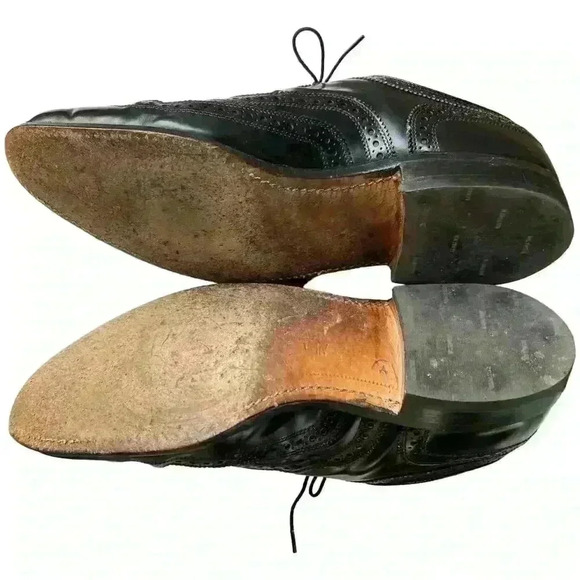 Allen Edmonds McAllister Men 9.5 Black Brogue Wingtip Oxford Dress Shoes - Picture 5 of 9